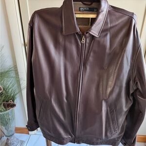 Ralph Lauren Men's Dark Brown Leather Jacket